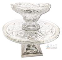 Unusual Vintage Waterford Crystal Centerpiece Server Tray, Like A Cake-Stand Atop A Pedestal! 8.5" Tall, Small Cracks, Chips & Fleabites - Bubble Inclusions