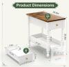 End Table with Drawer and Power Outlets, Model SH-G-WST01-WHBR-60, White Base Brown Top - 2