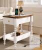 End Table with Drawer and Power Outlets, Model SH-G-WST01-WHBR-60, White Base Brown Top - 3
