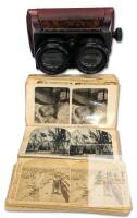 RARE! 1900 Antique C. Eckenrath Berlin Germany Stereoscope 3D Viewer With Slides Showing South African Soldiers & War, Tourist Locations & Zoo Animals