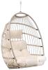New Beige Hanging Egg Chair with Cushion & Hardware, 29"x24"x42" Steel Rattan, Indoor/Outdoor- complete