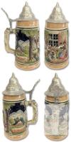 Vintage Western Germany "Eifroh Gem&uuml;t Lieb und Lied" (Simple Joys: Affection and Song) Lidded Beer Stein, 7.6" No Chips or Cracks