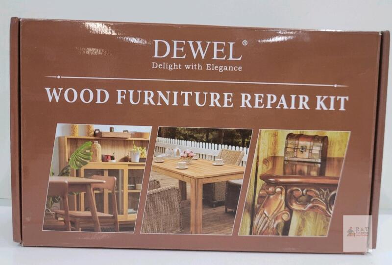 DEWEL Wood Furniture Repair Kit &ndash; 12 Fillers, 8 Markers, 8 Crayons, Wood Putty, Beeswax