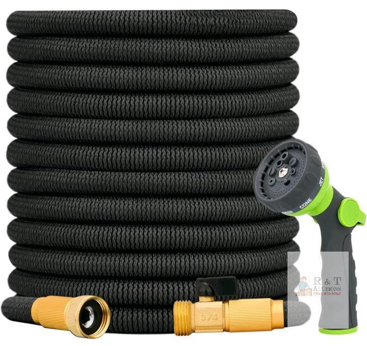 Bluebala 25 FT Expandable Garden Hose with 8-Pattern Nozzle, Brass Fittings, Kink-Free Design
