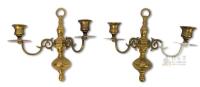 Pair of Vintage Brass Wall-Mounted Candleholders 8.75" Long &times; 9.15" Across Each