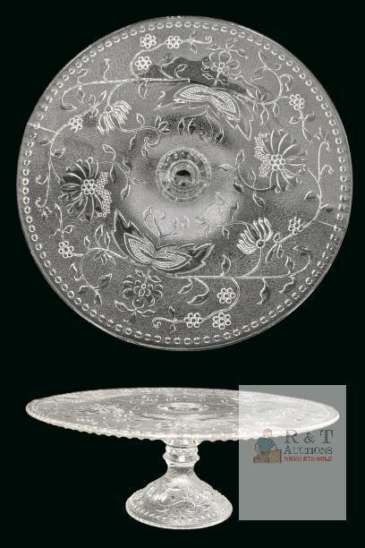 Vintage 1970s Pavel Panek BOHEMIA Czechoslovakia Pressed Glass Pedestal Cake Stand, 11.75" Diameter &times; 4.6" Tall - No Chips or Cracks