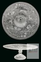 Vintage 1970s Pavel Panek BOHEMIA Czechoslovakia Pressed Glass Pedestal Cake Stand, 11.75" Diameter &times; 4.6" Tall - No Chips or Cracks
