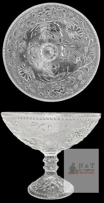 Vintage 1970s Pavel Panek BOHEMIA Czechoslovakia Pressed Glass Pedestal Fruit Bowl, 9.25" Diameter &times; 7.75" Tall - No Chips or Cracks