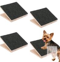 Pet Stair Step Aids, Set of 4, 11.8"x11"x10", Wood Base, Anti-Slip Surface, For Small Pets