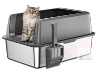ZACA CB001 Stainless Steel Cat Litter Box with High Sides and Scoop