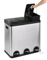 As New - Step N&rsquo; Sort 60L 3-Compartment Trash & Recycling Bin &ndash; Triple Kitchen Waste System with Step Pedals . Crack to lid on far left . Pedals all work