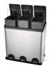 As New - Step N&rsquo; Sort 60L 3-Compartment Trash & Recycling Bin &ndash; Triple Kitchen Waste System with Step Pedals . Crack to lid on far left . Pedals all work - 3