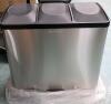 As New - Step N&rsquo; Sort 60L 3-Compartment Trash & Recycling Bin &ndash; Triple Kitchen Waste System with Step Pedals . Crack to lid on far left . Pedals all work - 4