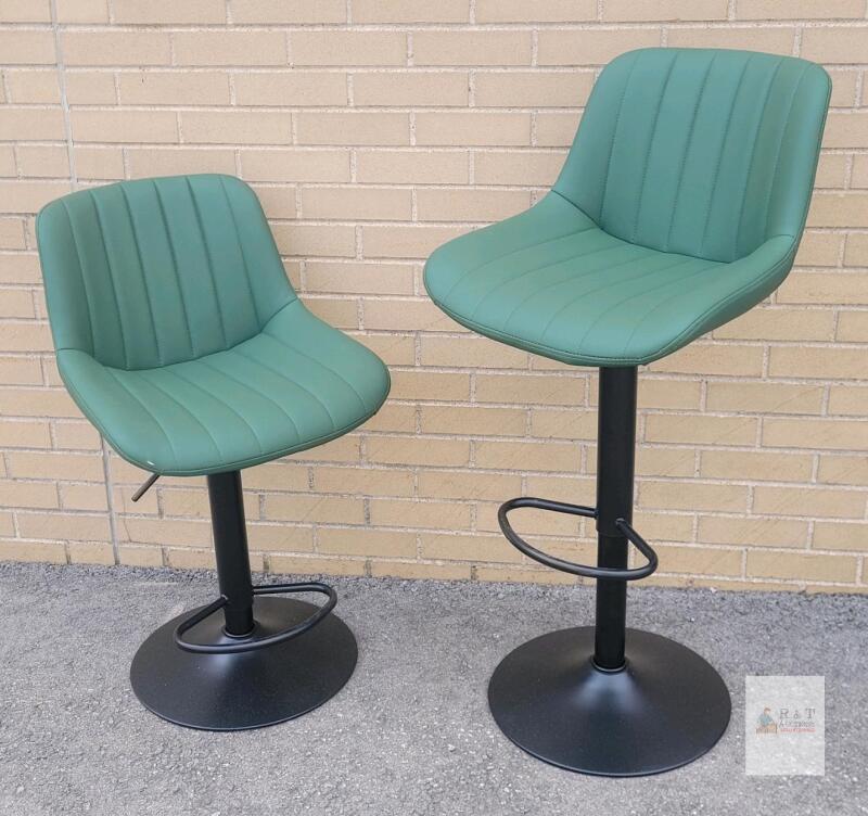 Two (2) New / As New Counter / Bar Chairs w/Adjustable Height . One Chair has small cut . Seat measures 21" - 29" tall