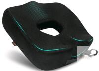 Orthopedic Memory Foam Coccyx Seat Cushion, 18.1"x18.1"x5.2", Black, Non-Slip Base
