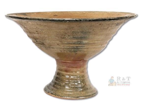 Very Old Possible Antique Salt Sluice Pedestal Bowl, 10.65" Diameter &times; 6.25" - 6.8" Rim, VERY Sturdy No Chips or Cracks