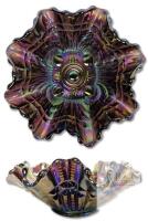 Gorgeous Vintage Unsigned imperial Scroll Embossed Electric Purple Carnival Glass Bowl, 5.5" Diameter &times; 2.25" Tall, Smoothed Chips On Edge of 1 Ruffle
