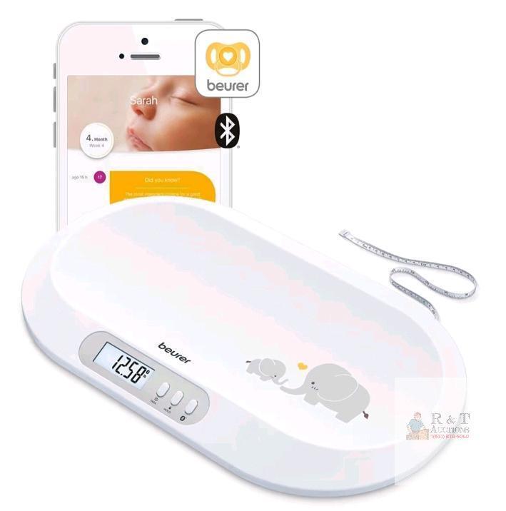 Beurer BY90 Digital Baby Scale with Bluetooth, 44 lb (20 kg) Capacity, App, Tape Measure