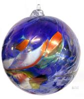 Zorza Poland Handblown Art Glass Gazing Ball / Sun Catcher / Friendship Ball / Witch Ball, 5" Tall No Chips or Cracks