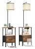HIGDBFE 7G-NS022-2-ARB Floor Lamp with Nightstand, Rustic Brown, USB Ports & Outlets Set of 2 - Some Assembly Required