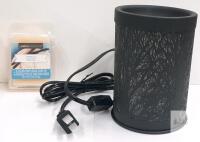 as new Black Electric Wax Melt Warmer with 6 Vanilla Wax Melts, Power Switch, Decorative Cutout Design