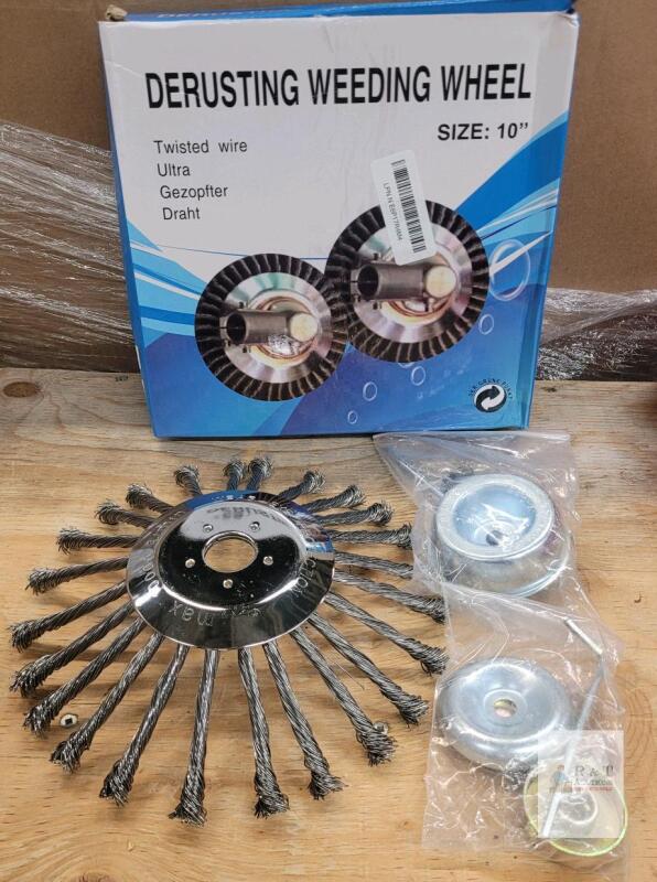 10" Twisted Wire Derusting Weeding Wheel Brush, 4000 RPM Max, Trimmer/Cutter Mount w/ Hardware