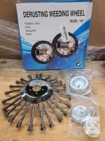10" Twisted Wire Derusting Weeding Wheel Brush, 4000 RPM Max, Trimmer/Cutter Mount w/ Hardware