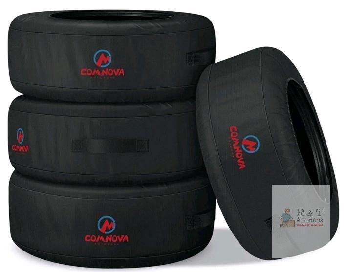 New Comnova Seasonal Tire Covers - 4 Pack - Spare Tire Cover w/Handle, Waterproof Heavy Duty Fade-Resistant Tire Storage Bag, Fits Tire Diameters 22" - 31", Black