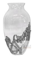 Vintage 1992 Seagull Pewter Daffodils Glass Vase, 8.25" Tall - No Chips or Cracks