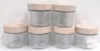 Set of 6 Glass Storage Jars with Bamboo Lids, Airtight, 7 oz Capacity, 3.5" Diameter new