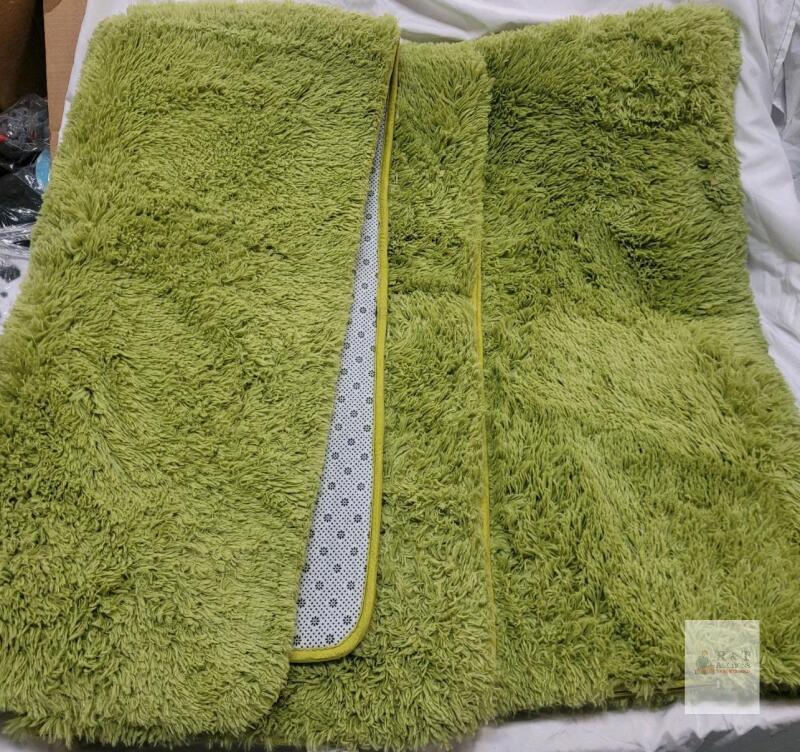 Shag Area Rug, Light Green, Rectangular, Non-Slip Backing, Approx.6'x9'', High Pile