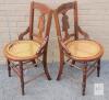 Pair Victorian Eastlake Style Cane Seat Armchairs Circa 1880 Ornate Carved Walnut/Oak Wood one seat damaged - 2