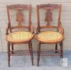 Pair Victorian Eastlake Style Cane Seat Armchairs Circa 1880 Ornate Carved Walnut/Oak Wood one seat damaged - 3