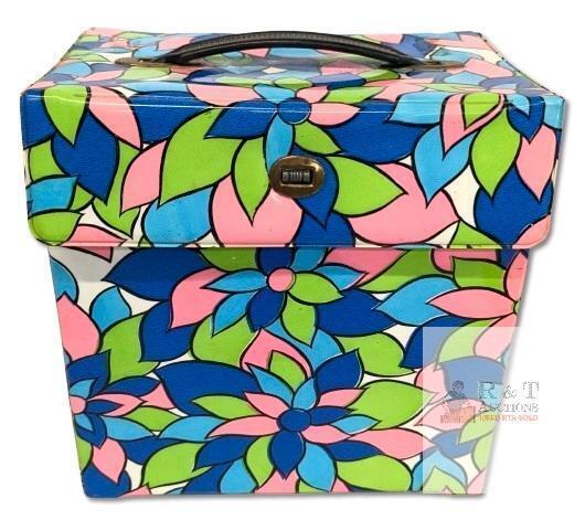 Funky Vintage MCM File Tote, 7.8" Tall, With Original File Separators, Tears in Sides of Locking Lid