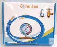 Gohantee R134a Recharge Hose Kit with Analog Gauge, 19" Hose, Quick Connect, Can Tap Valve