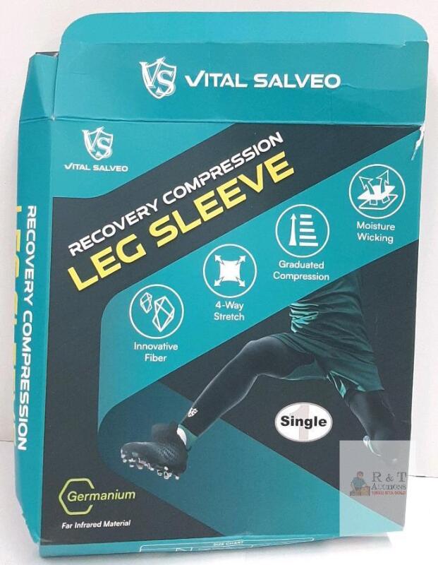 Vital Salveo XL Recovery Compression Leg Sleeve, Germanium Far Infrared, Black, Single, CJ-6105