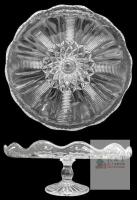 Vintage to Possibly Antique Clear Pressed Glass Scalloped Edge Footed Cake Stand, 8.2" Diameter &times; 3.15" Tall, No Chips or Cracks, Some Rough Spots Can Be Felt Near Seams