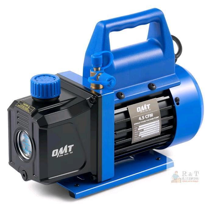 Orion Motor Tech Vacuum Pump, 4.5 cfm 1/3 hp HVAC Single Stage Vacuum Pump for R12 R22 R134a R410a R502, Auto AC Vacuum Pump Kit for Automotive Air Conditioner Resin Degassing