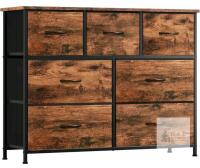 7-Drawer Storage Dresser, Model FD109C03, Rustic Brown Wood Grain Finish new