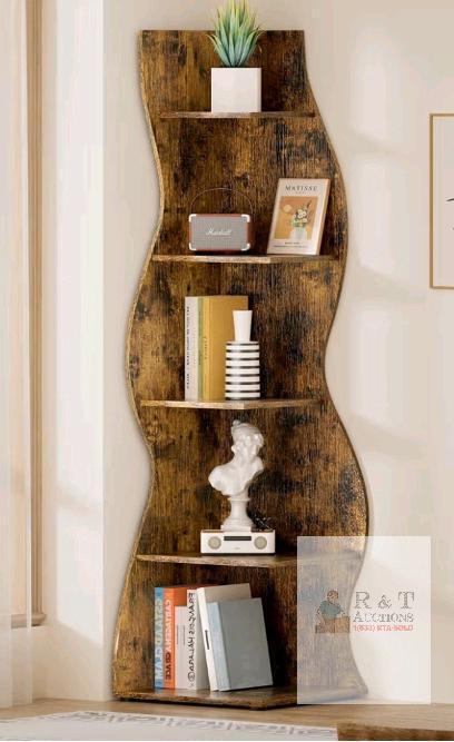 Gujiam 5-Tier Corner Bookshelf, 70.86" H x 23.6" W, Metal and Wood, 100 lb Capacity