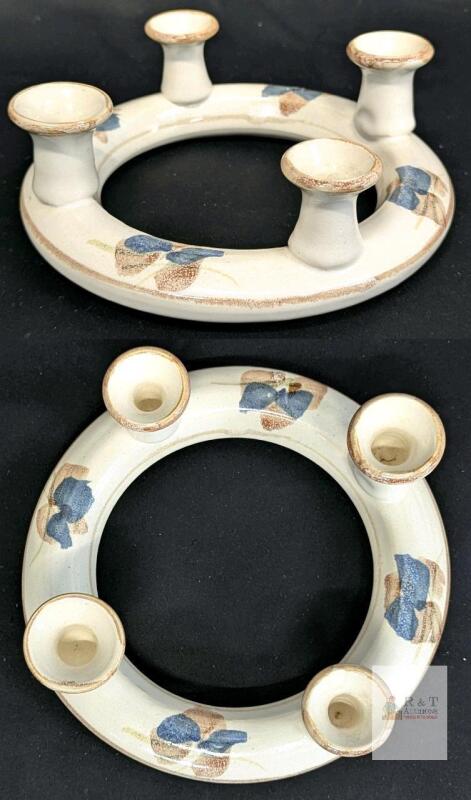 Vintage Pottery Studio Donut Ring Candle Holder, 7.25"d &times; 2.6", No Chips or Cracks