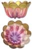 Waltherglas Germany Art Glass Tulip Flower Bowl Small, Pink & Gold, 4.8"d &times; 2.65" Tall, No Chips or Cracks