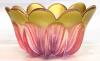 Waltherglas Germany Art Glass Tulip Flower Bowl Small, Pink & Gold, 4.8"d &times; 2.65" Tall, No Chips or Cracks - 2