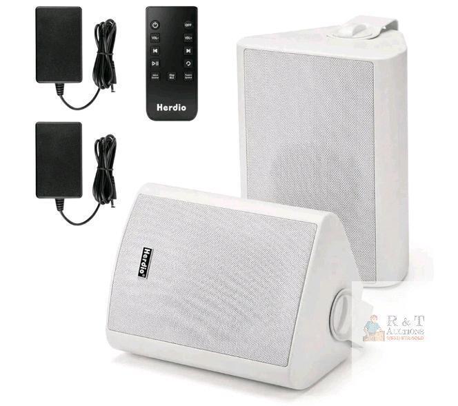 Herdio 6.5" Indoor Outdoor Bluetooth Speakers Waterproof Wireless 400 Watts with Powerful Bass,Wall Mount Speakers . Working
