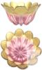 Waltherglas Germany Art Glass Tulip Flower Bowl Large, Pink & Gold, 10.25"d &times; 6" Tall, No Chips or Cracks