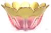 Waltherglas Germany Art Glass Tulip Flower Bowl Large, Pink & Gold, 10.25"d &times; 6" Tall, No Chips or Cracks - 2