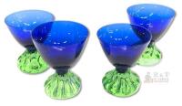 4 Vintage MCM SVENSK Bo Borgstrom Blue Green Swedish Shot Glasses, 2.5", No Chips or Cracks