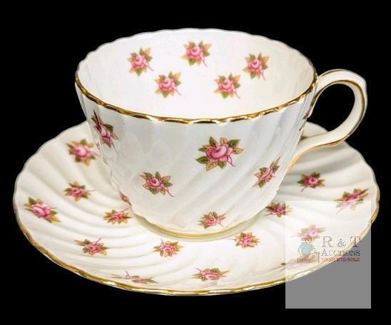 Vintage AYNSLEY Bone China England Roses Hathaway Pattern Cup & Saucer, Rings True, No Chips or Cracks