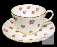 Vintage AYNSLEY Bone China England Roses Hathaway Pattern Cup & Saucer, Rings True, No Chips or Cracks