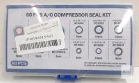 Universal 60PCS Automotive A/C Compressor Seal Kit, Multiple Sizes, Assortment with Case